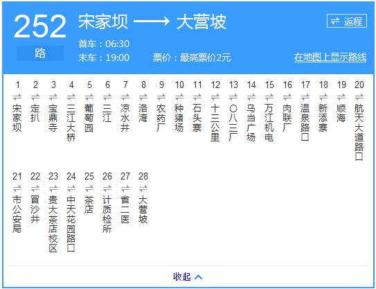 貴陽公交252路路線示意圖